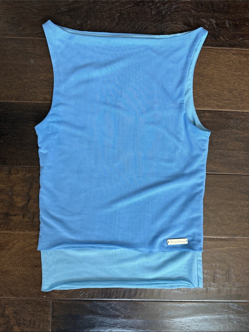 House of Sunny multi layer mesh tank top beau blue size 4